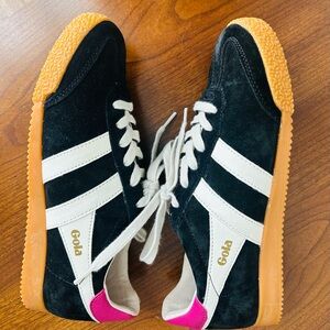 Gola Black and White Sneakers with Pink Accent